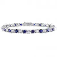 Julianna B Sterling Silver Created Blue & White Sapphire Bracelet