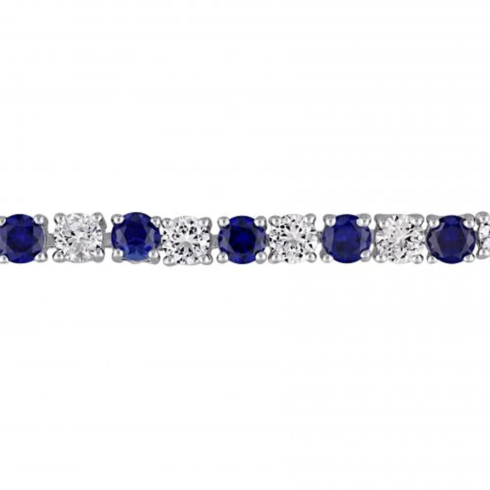 Julianna B Sterling Silver Created Blue & White Sapphire Bracelet