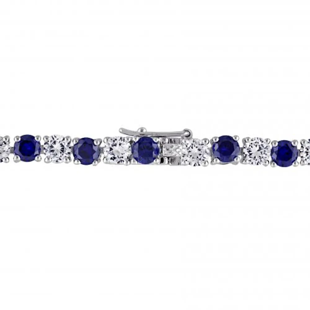 Julianna B Sterling Silver Created Blue & White Sapphire Bracelet