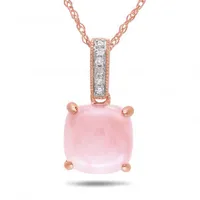 Julianna B 10K Rose Gold Pink Opal & Diamond Pendant