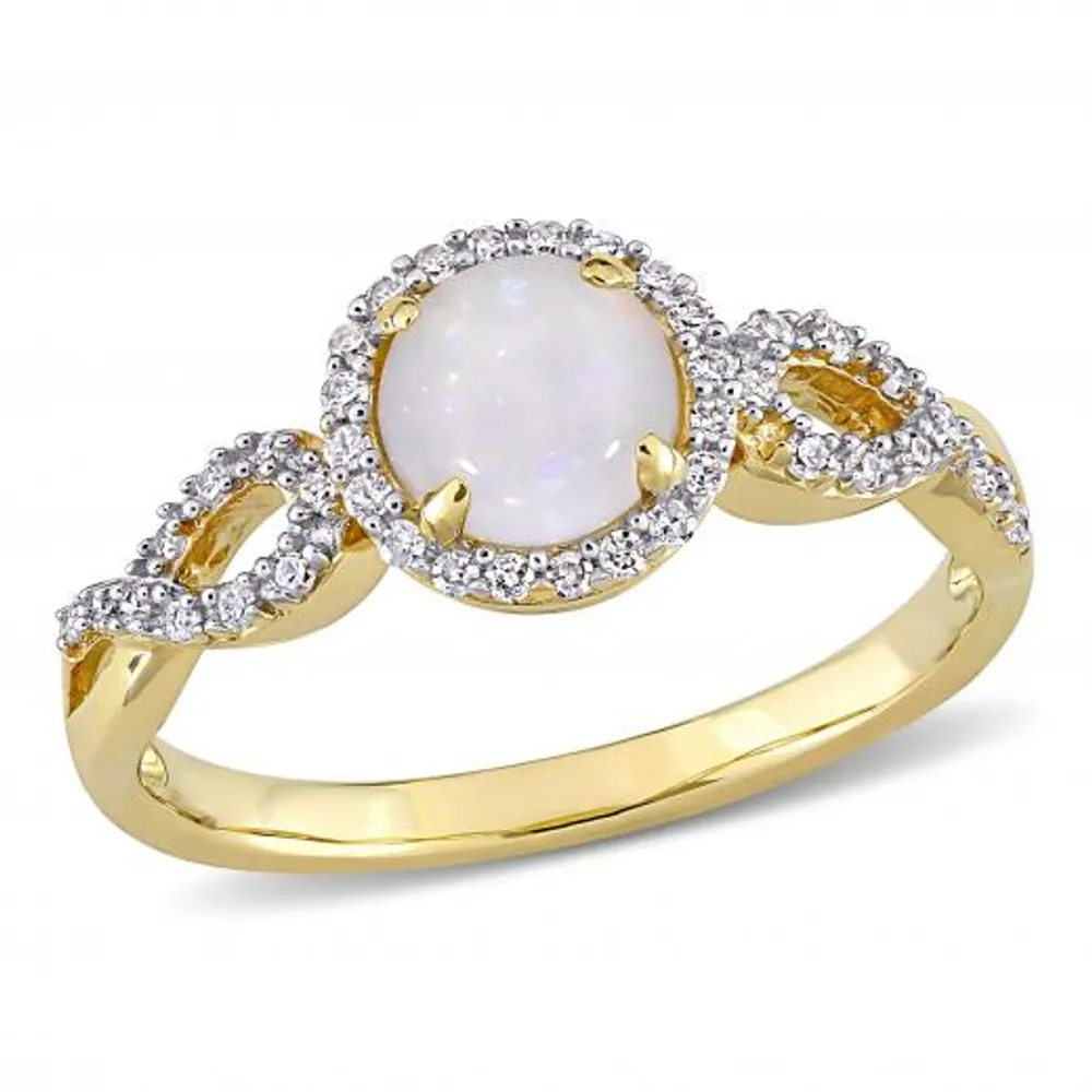 Julianna B 10K Yellow Gold Opal & Diamond Ring