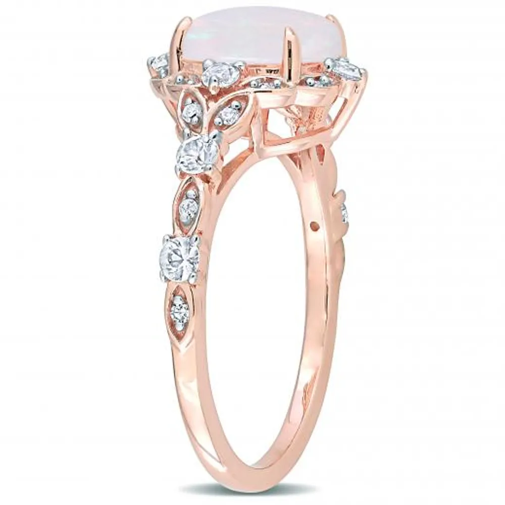 Julianna B 10K Rose Gold Opal & Diamond Ring