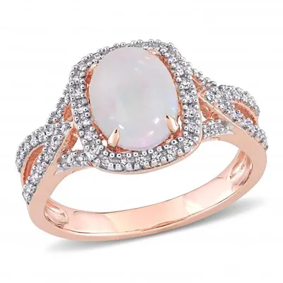 Julianna B 10K Rose Gold Opal & Diamond Ring