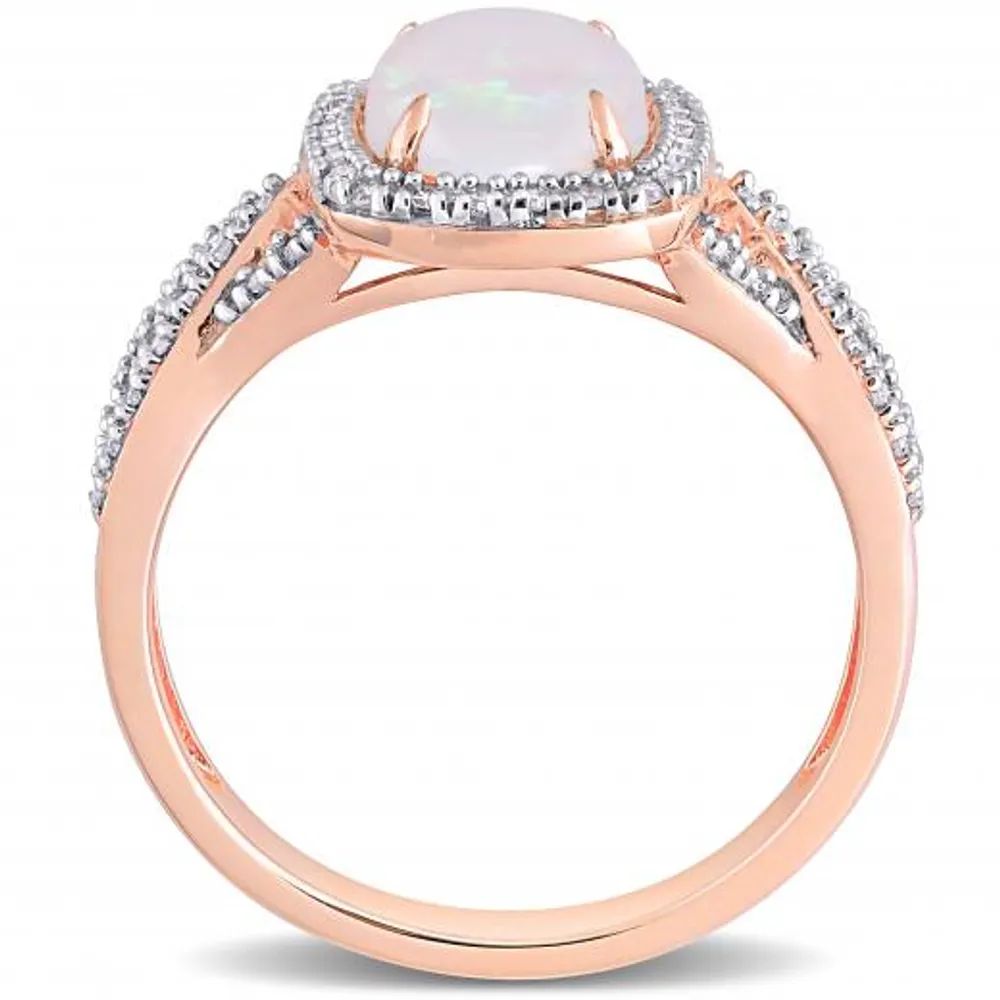 Julianna B 10K Rose Gold Opal & Diamond Ring