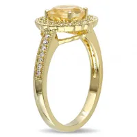 Julianna B Sterling Silver Yellow Plated Citrine & Diamond Ring