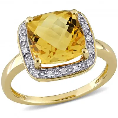 Julianna B 10K Yellow Gold Citrine & Diamond Ring