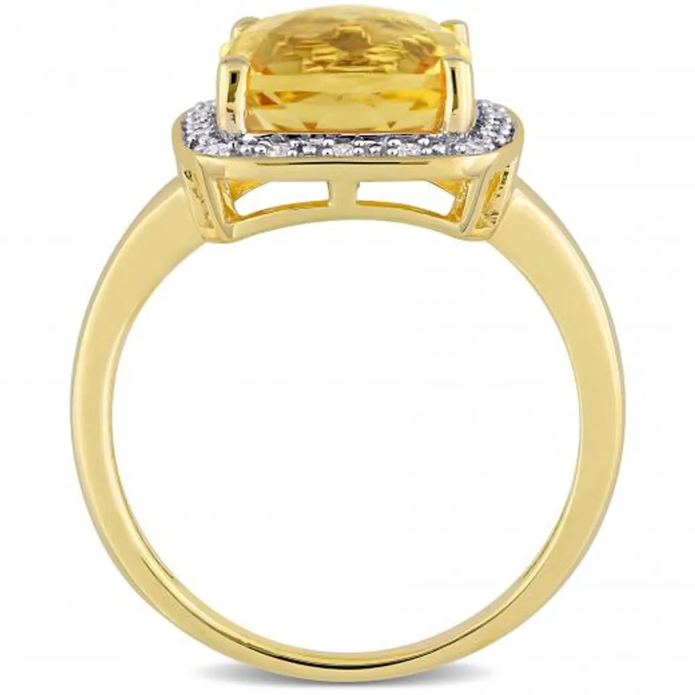 Julianna B 10K Yellow Gold Citrine & Diamond Ring