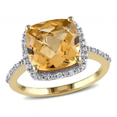 Julianna B 10K Yellow Gold Citrine & Diamond Ring