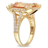 Julianna B Sterling Silver Yellow Plated Citrine & Diamond Ring