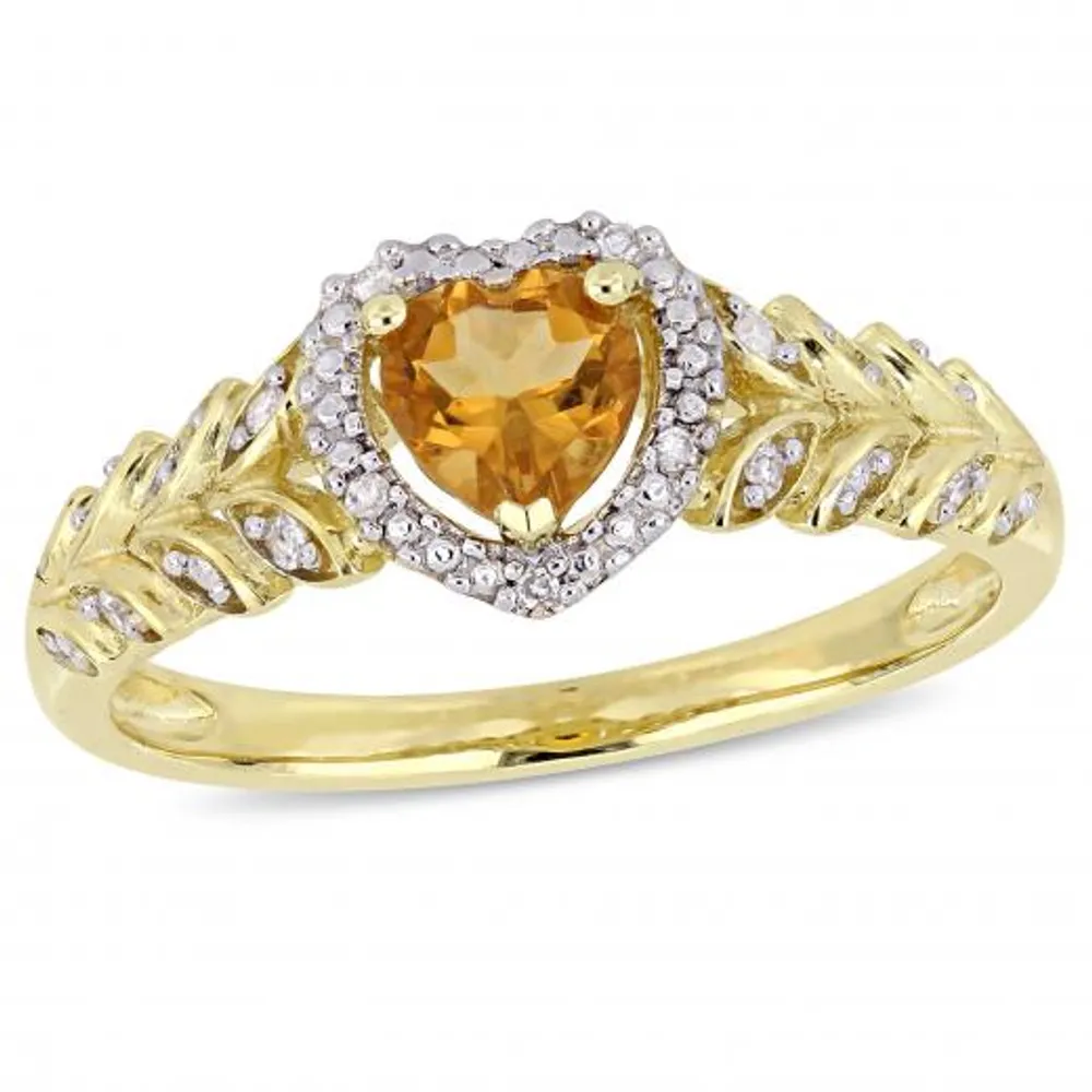 Julianna B 10K Yellow Gold Citrine & Diamond Ring