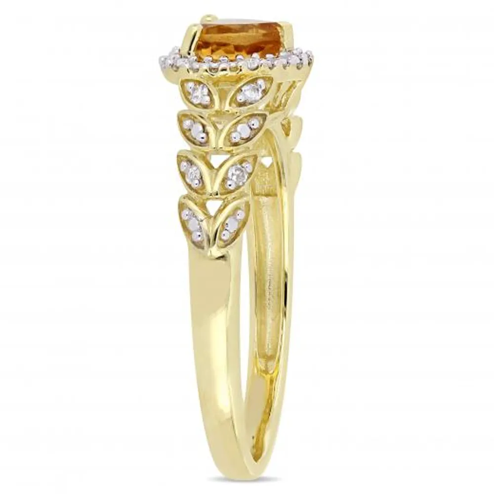 Julianna B 10K Yellow Gold Citrine & Diamond Ring