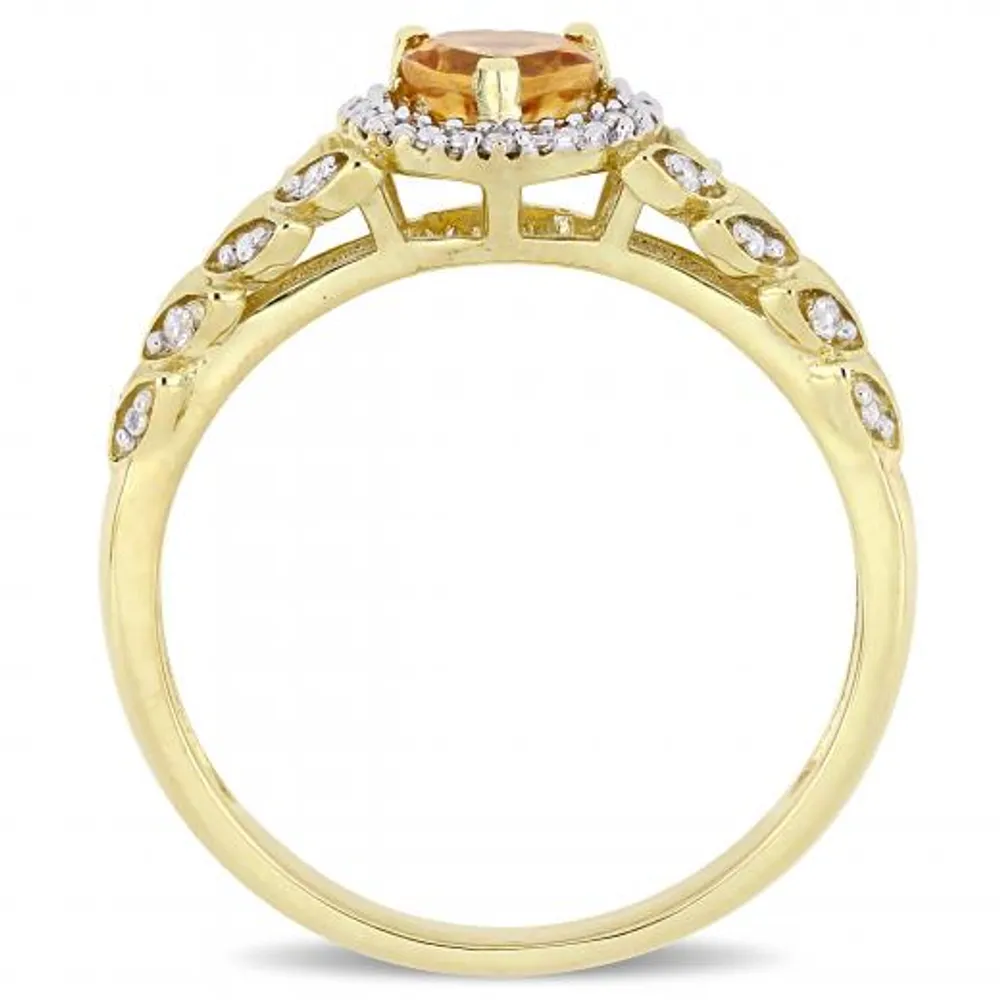 Julianna B 10K Yellow Gold Citrine & Diamond Ring