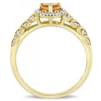 Julianna B 10K Yellow Gold Citrine & Diamond Ring