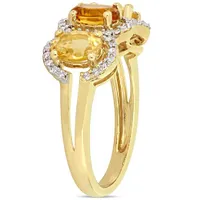 Julianna B Sterling Silver Yellow Plated Citrine & Diamond Ring