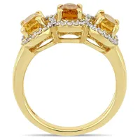 Julianna B Sterling Silver Yellow Plated Citrine & Diamond Ring