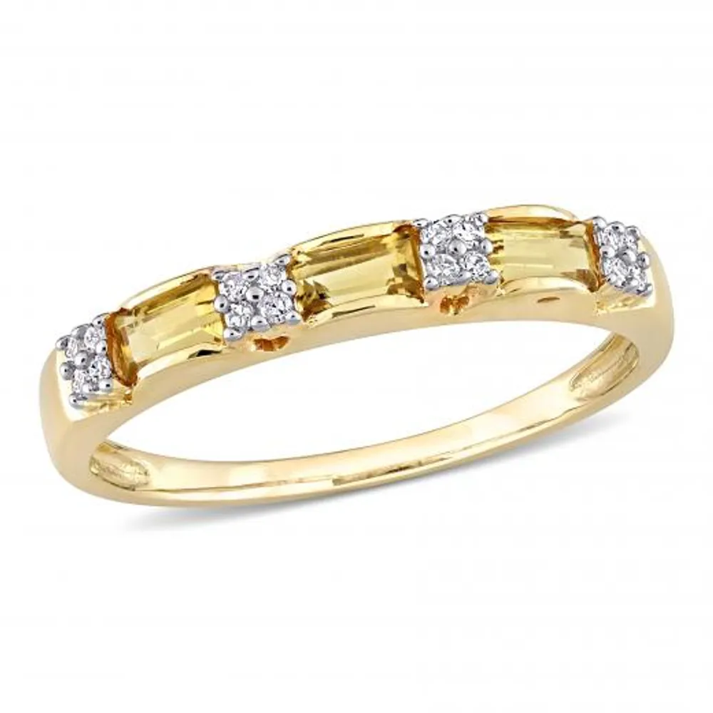 Julianna B 10K Yellow Gold Citrine & Diamond Ring