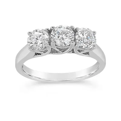 14K White Gold Lab Grown Three Stone 1.50CTW Diamond Ring