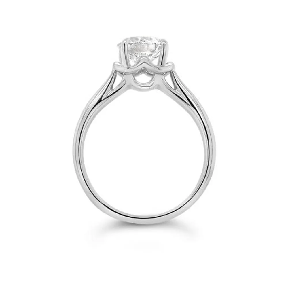 14K White Gold Lab Grown Solitaire 1.50CT Diamond Ring