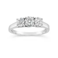 14K White Gold Lab Grown Three Stone 1.00CTW Diamond Ring