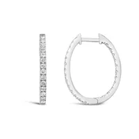 14K White Gold Lab Grown 1.00CTW Diamond Hoops