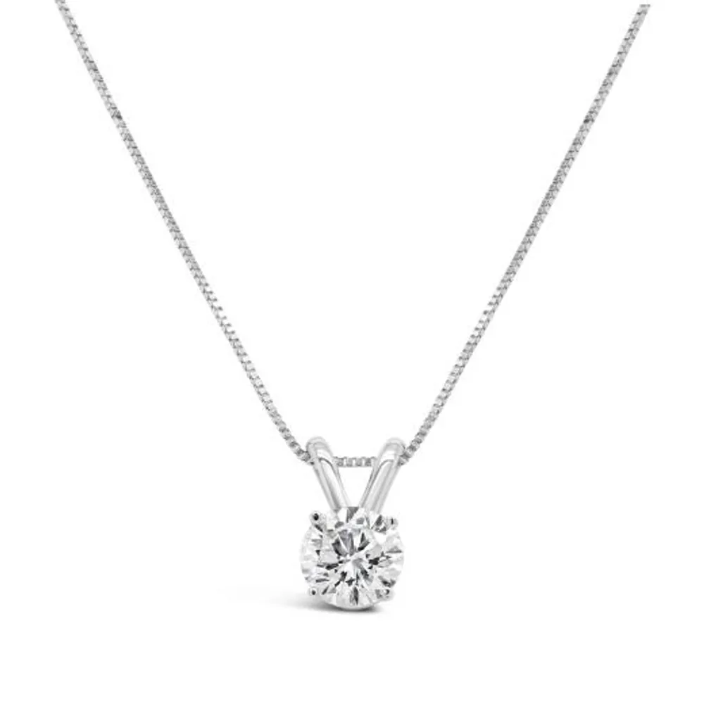 14K White Gold Lab Grown 1.00CT Diamond Solitaire Pendant