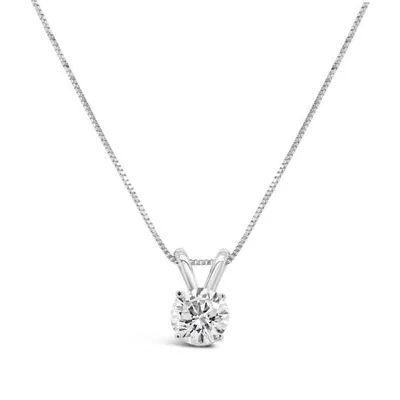 14K White Gold Lab Grown 1.00CT Diamond Solitaire Pendant