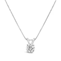 14K White Gold Lab Grown 1.00CT Diamond Solitaire Pendant