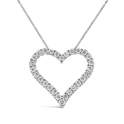 14K White Gold Lab Grown 1.00CTW Diamond Heart Pendant