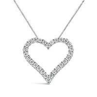 14K White Gold Lab Grown 1.00CTW Diamond Heart Pendant