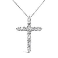 14K White Gold Lab Grown 1.00CTW Diamond Cross Pendant