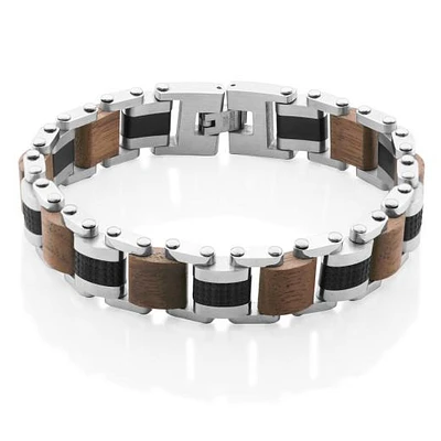 SteelX Stainless Steel & Wood Adjustable Bracelet