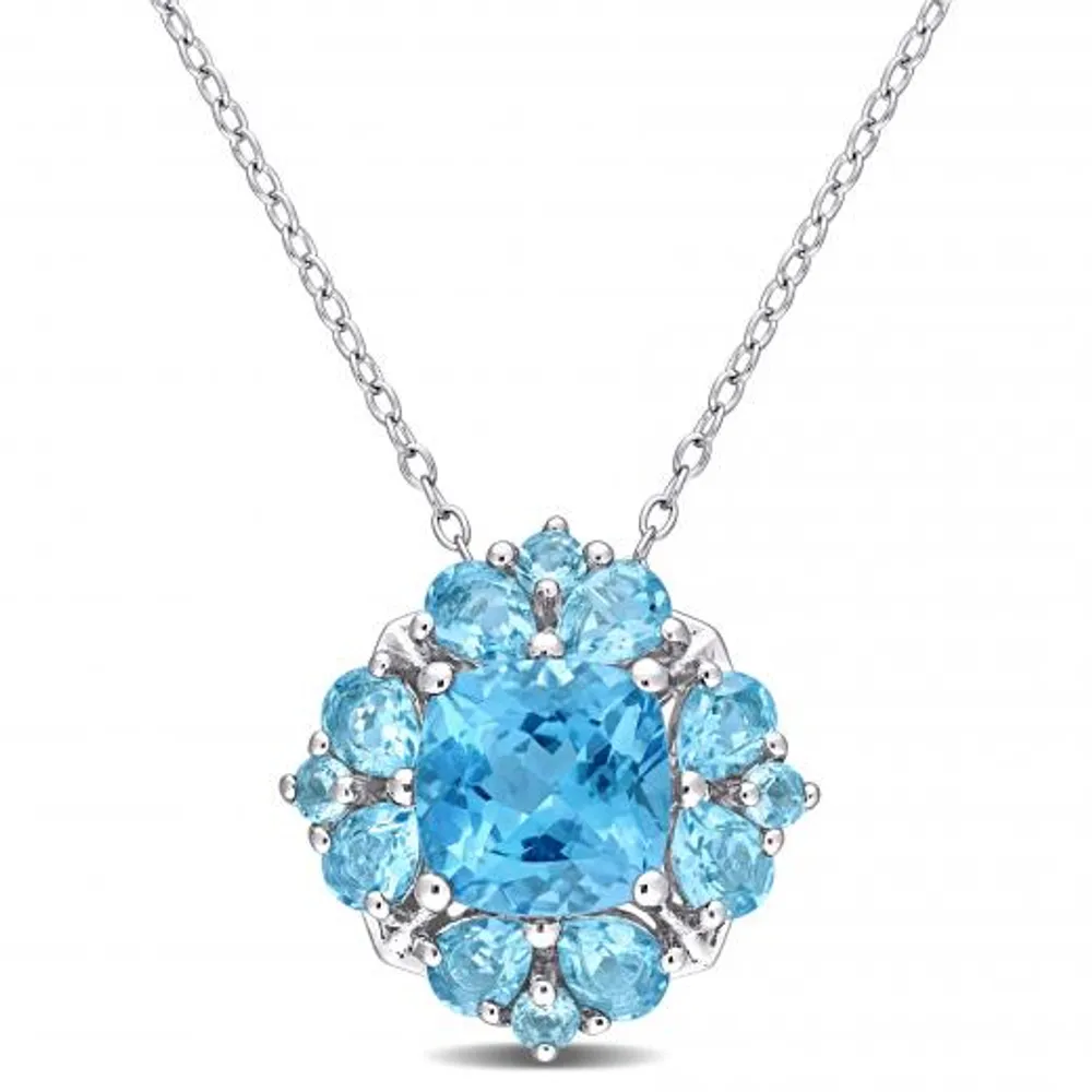 Julianna B Sterling Silver Swiss Blue Topaz Pendant