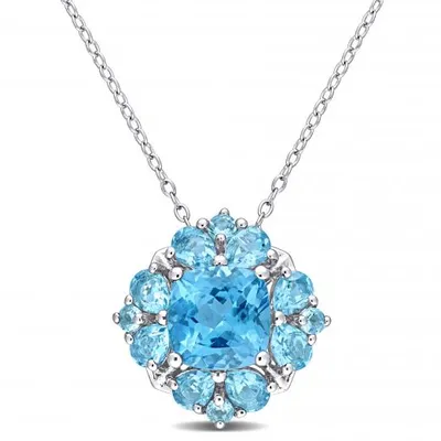 Julianna B Sterling Silver Swiss Blue Topaz Pendant