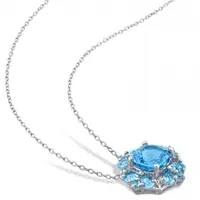 Julianna B Sterling Silver Swiss Blue Topaz Pendant