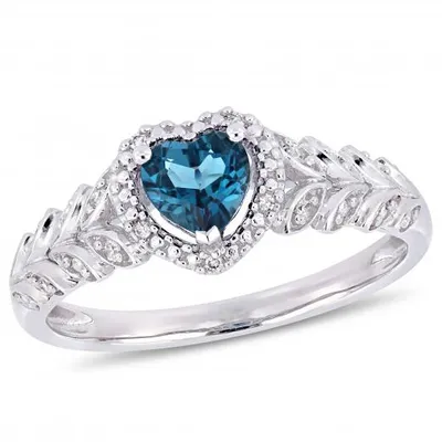 Julianna B 10K White Gold London Blue Topaz & 0.06CTW Diamond Ring