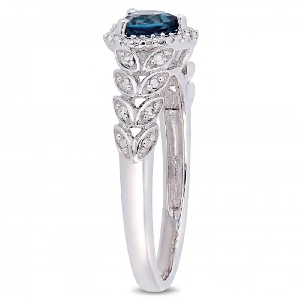 Julianna B 10K White Gold London Blue Topaz & 0.06CTW Diamond Ring