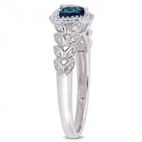 Julianna B 10K White Gold London Blue Topaz & 0.06CTW Diamond Ring