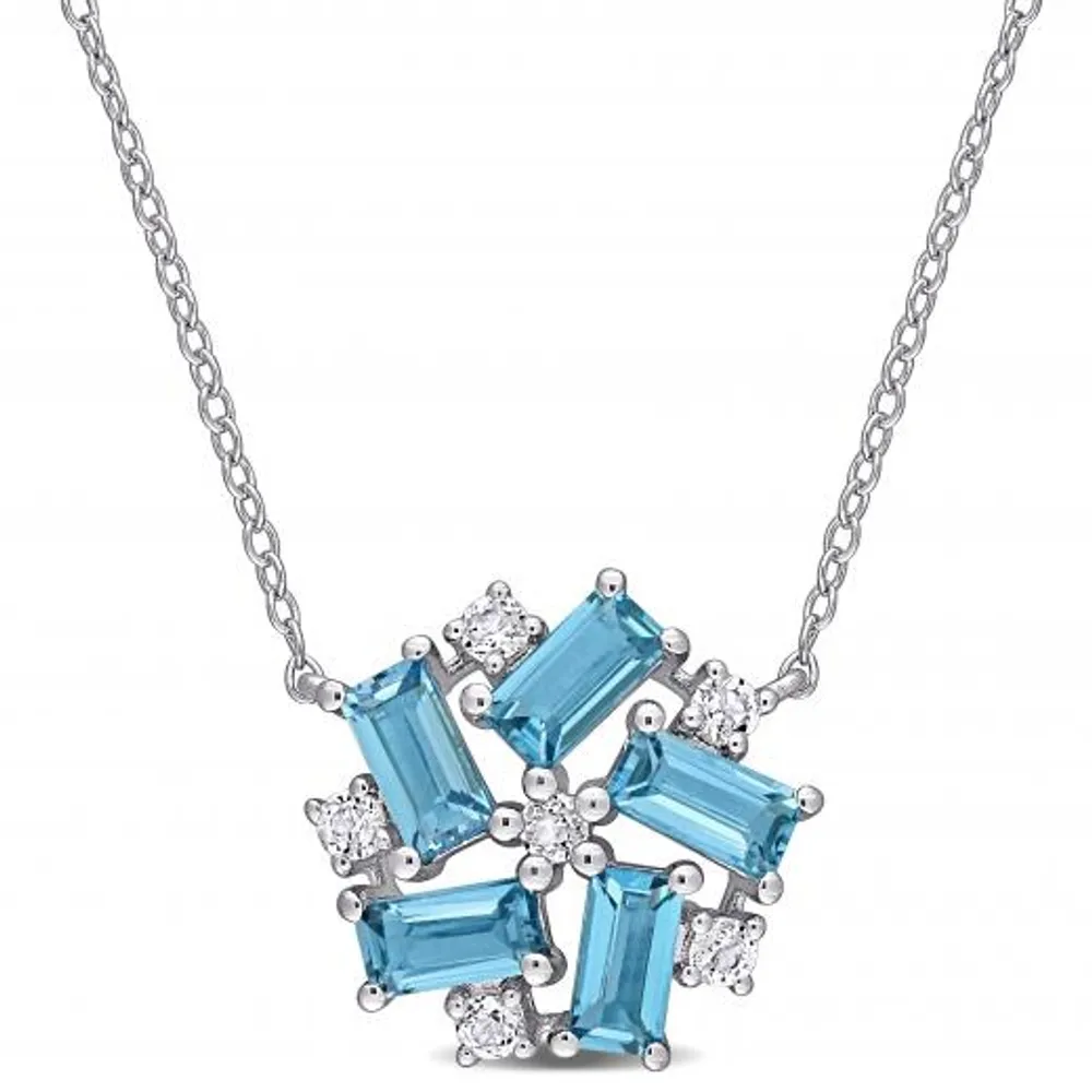 Julianna B Sterling Silver London Blue Topaz & White Topaz Necklace