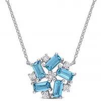 Julianna B Sterling Silver London Blue Topaz & White Topaz Necklace