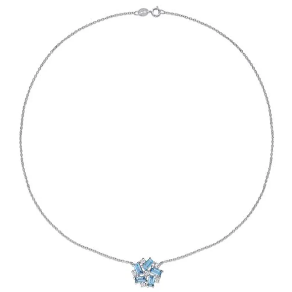 Julianna B Sterling Silver London Blue Topaz & White Topaz Necklace