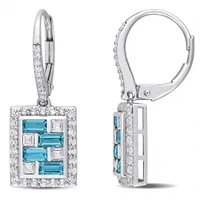 Julianna B 10K White Gold London Blue Topaz & White Topaz Earrings