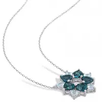 Julianna B Sterling Silver London Blue Topaz & Sky Blue Topaz Pendant