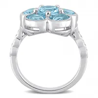 Julianna B Sterling Silver Sky Blue Topaz & 0.06CTW Diamond Ring