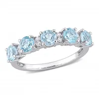 Julianna B Sterling Silver Sky Blue Topaz & White Topaz Ring