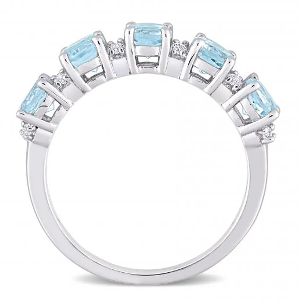 Julianna B Sterling Silver Sky Blue Topaz & White Topaz Ring