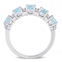 Julianna B Sterling Silver Sky Blue Topaz & White Topaz Ring