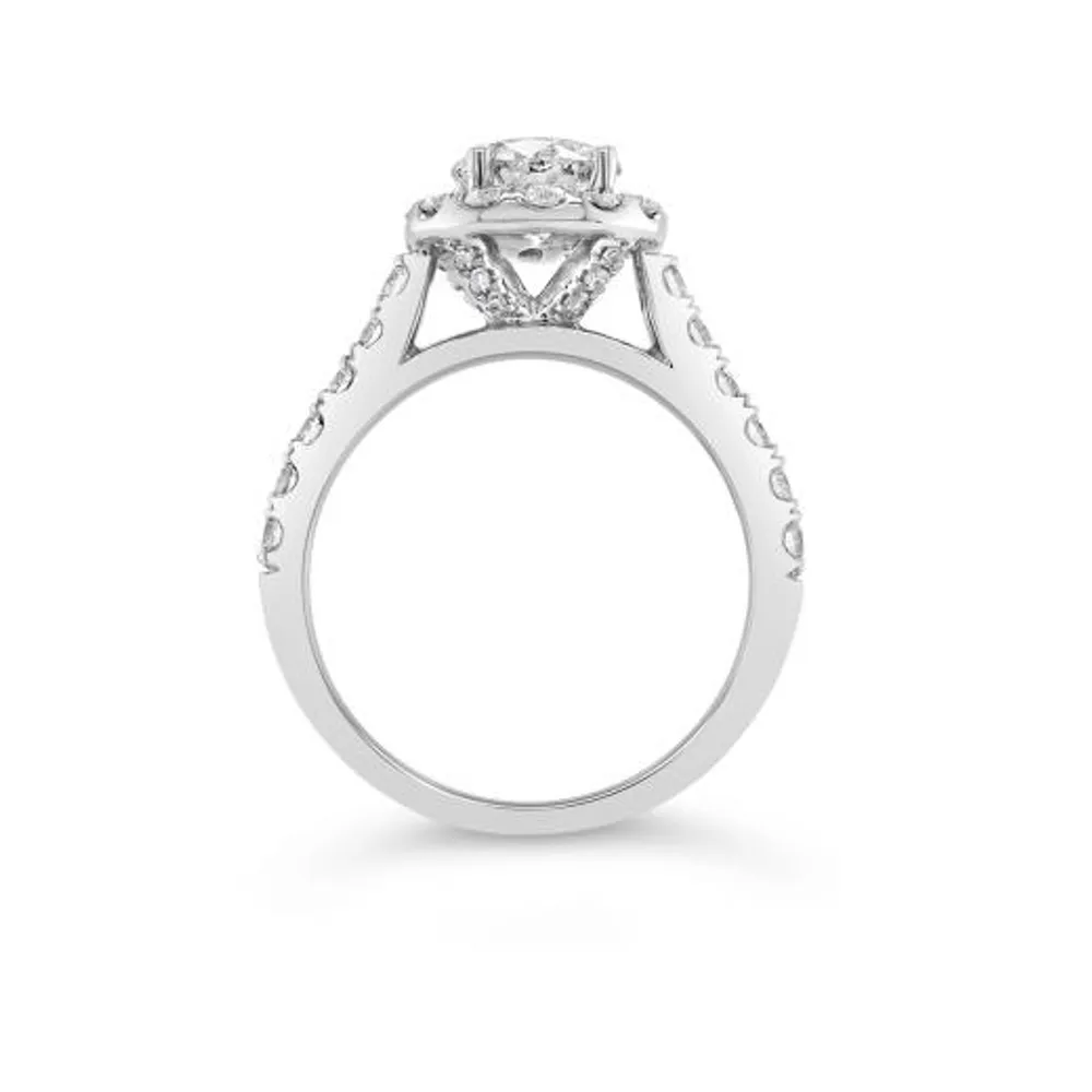 14K White Gold Lab Grown 2.25CTW Diamond Round Halo Bridal Set