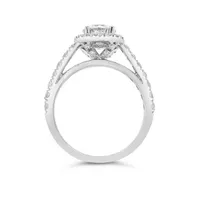 14K White Gold Lab Grown Cushion Halo 2.00CTW Diamond Bridal Set