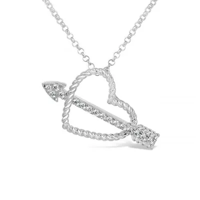 Sterling Silver Cubic Zirconia Heart & Arrow Pendant