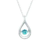 Sterling Silver Blue Topaz & Cubic Zirconia Dancing Pendant